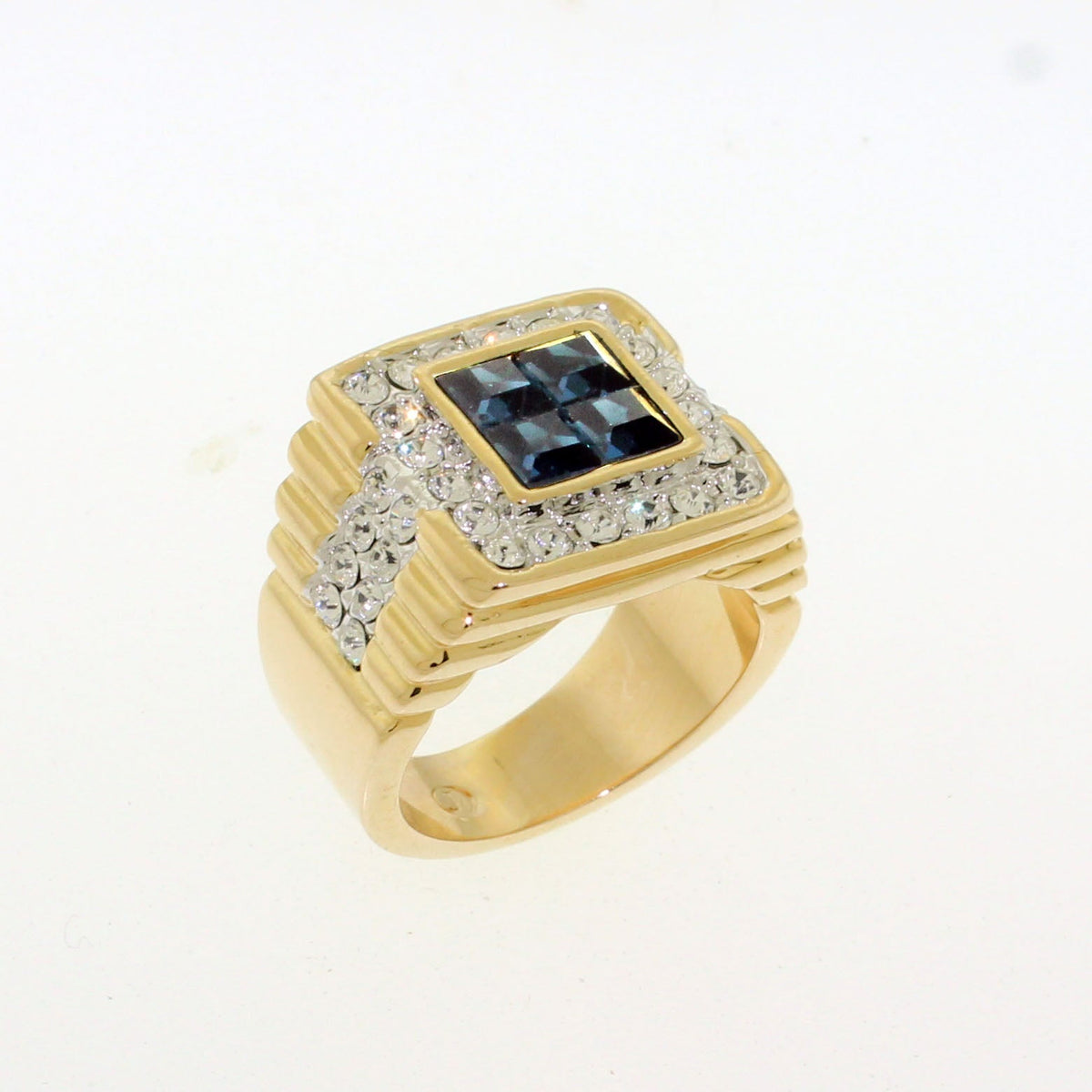LO5M252 - Ion Gold Plating Brass Ring with Synthetic Glass  in Montana-0