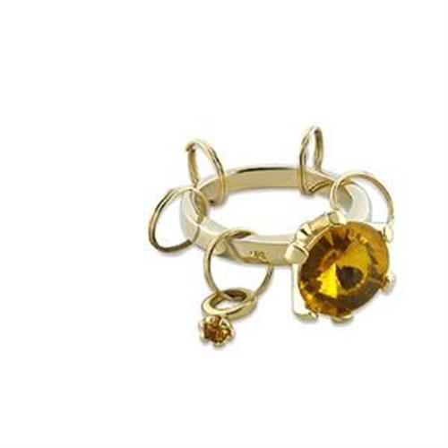 LO600 - Gold Brass Key Ring with Synthetic Acrylic in Topaz-0