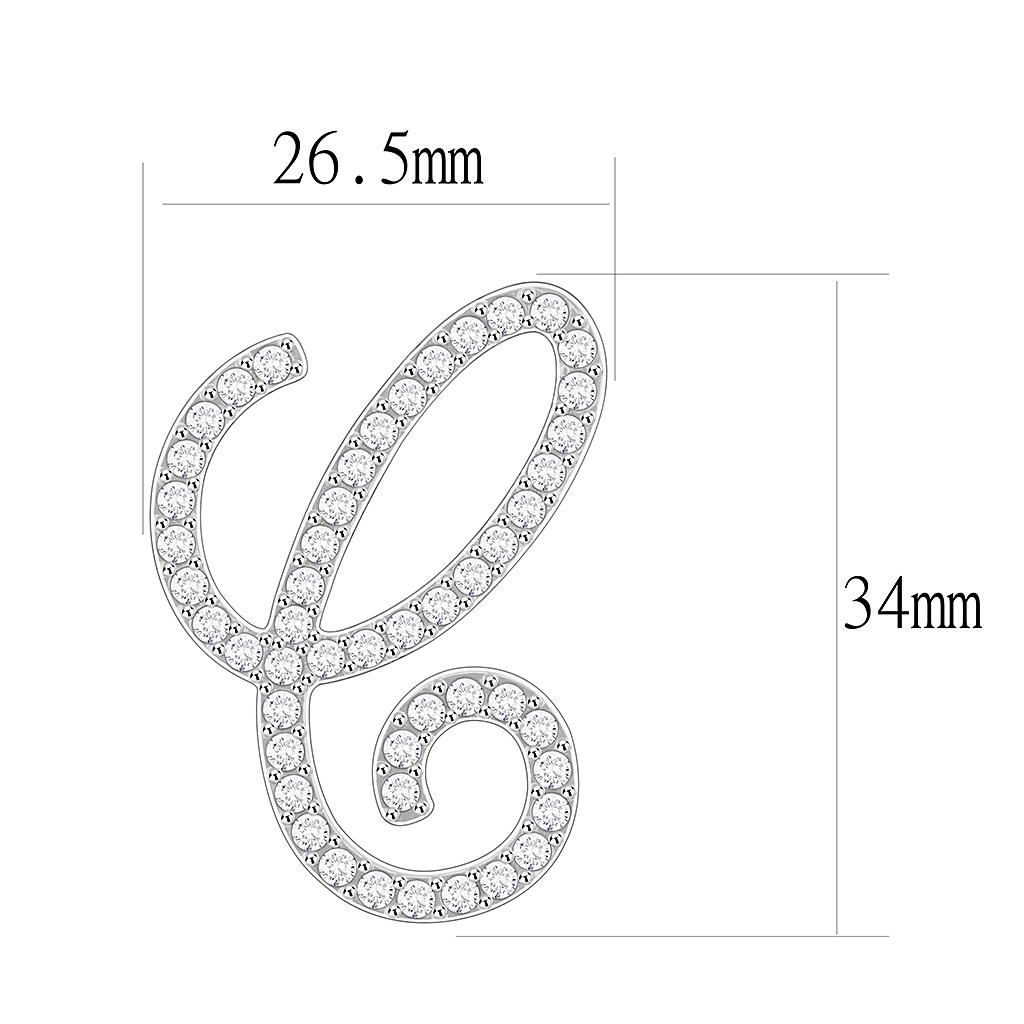 LO685 - Rhodium Brass Brooches with Top Grade Crystal  in Clear-1