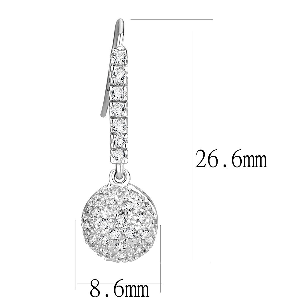 LO893 - Rhodium Brass Earrings with AAA Grade CZ  in Clear-1
