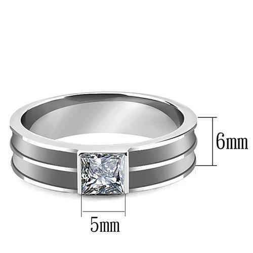 LOA1341 - High polished (no plating) Stainless Steel Ring with Top Grade Crystal  in Black Diamond-1