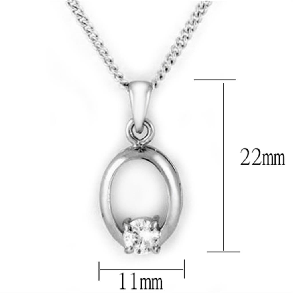 LOA1360 - Rhodium Brass Chain Pendant with AAA Grade CZ  in Clear-1