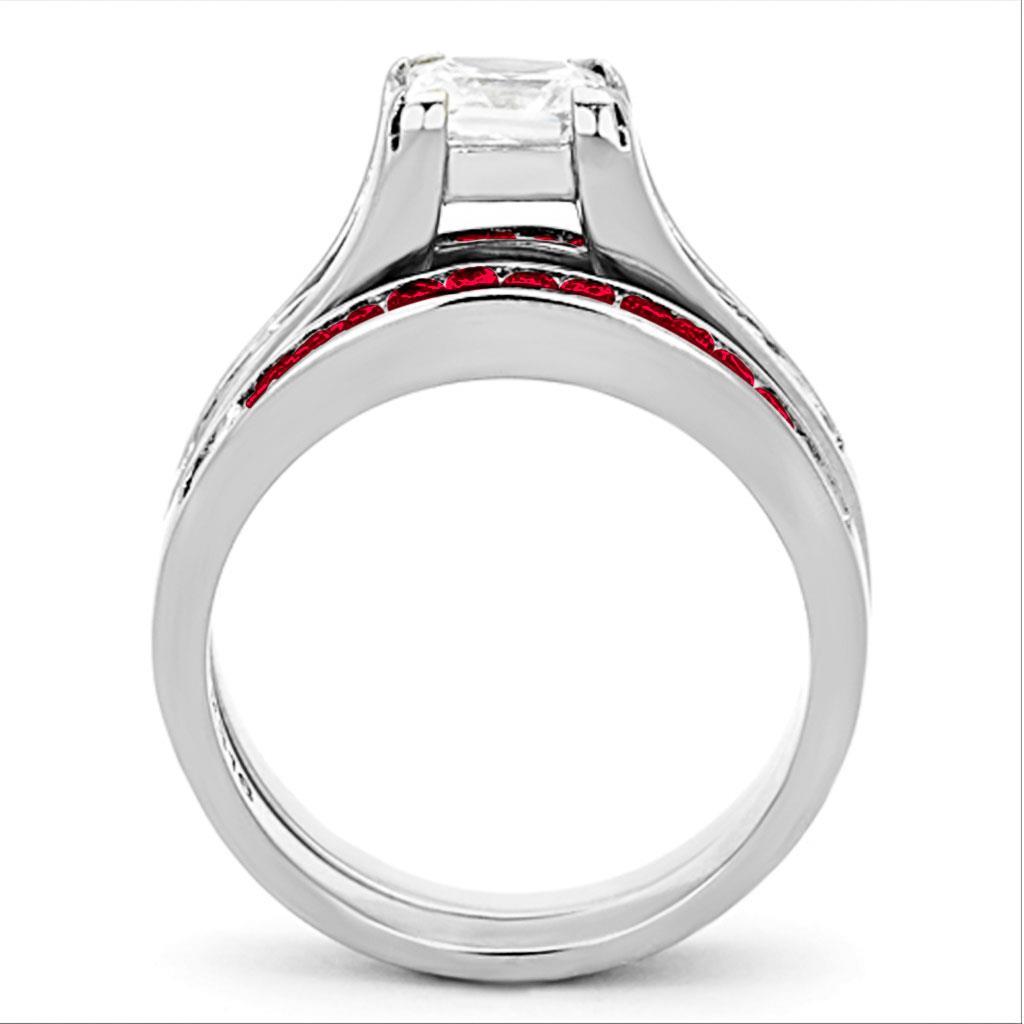 LOA1362 - High polished (no plating) Stainless Steel Ring with AAA Grade CZ  in Multi Color-2