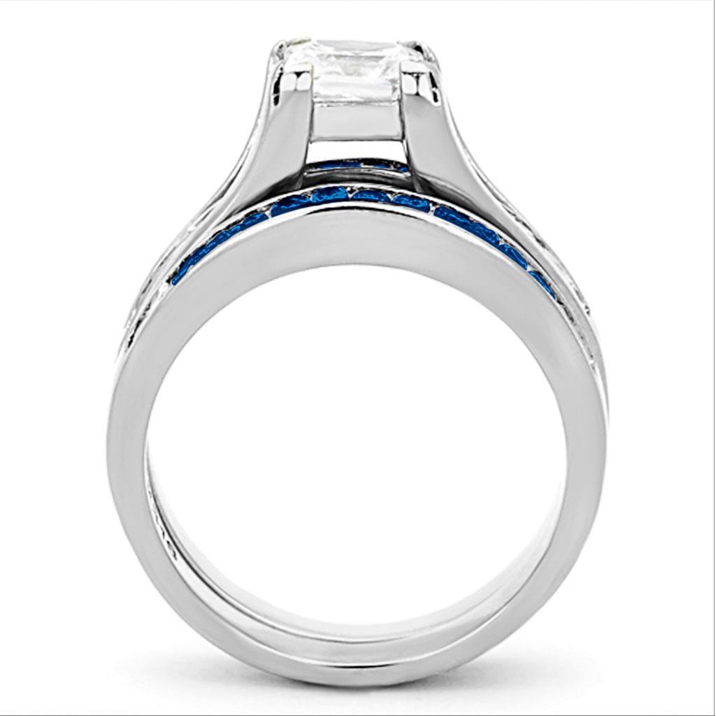 LOA1363 - High polished (no plating) Stainless Steel Ring with AAA Grade CZ  in Multi Color-2