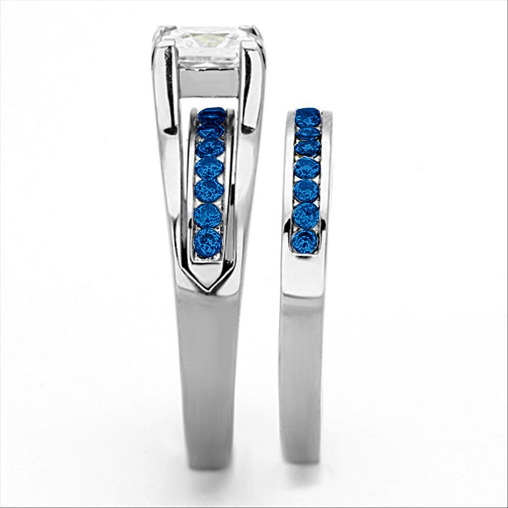 LOA1363 - High polished (no plating) Stainless Steel Ring with AAA Grade CZ  in Multi Color-3