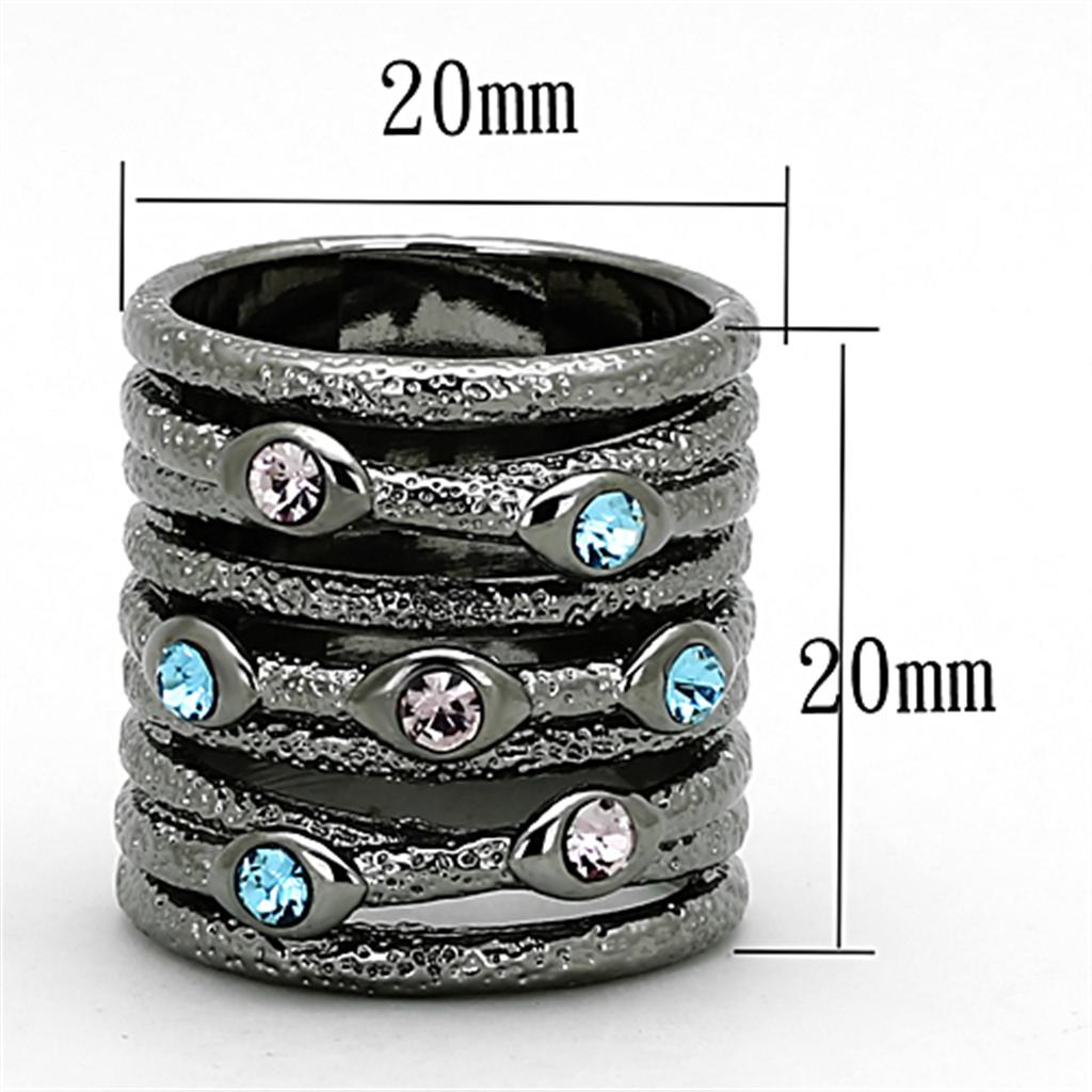 LOA883 - Ruthenium Brass Ring with Top Grade Crystal  in Multi Color-1