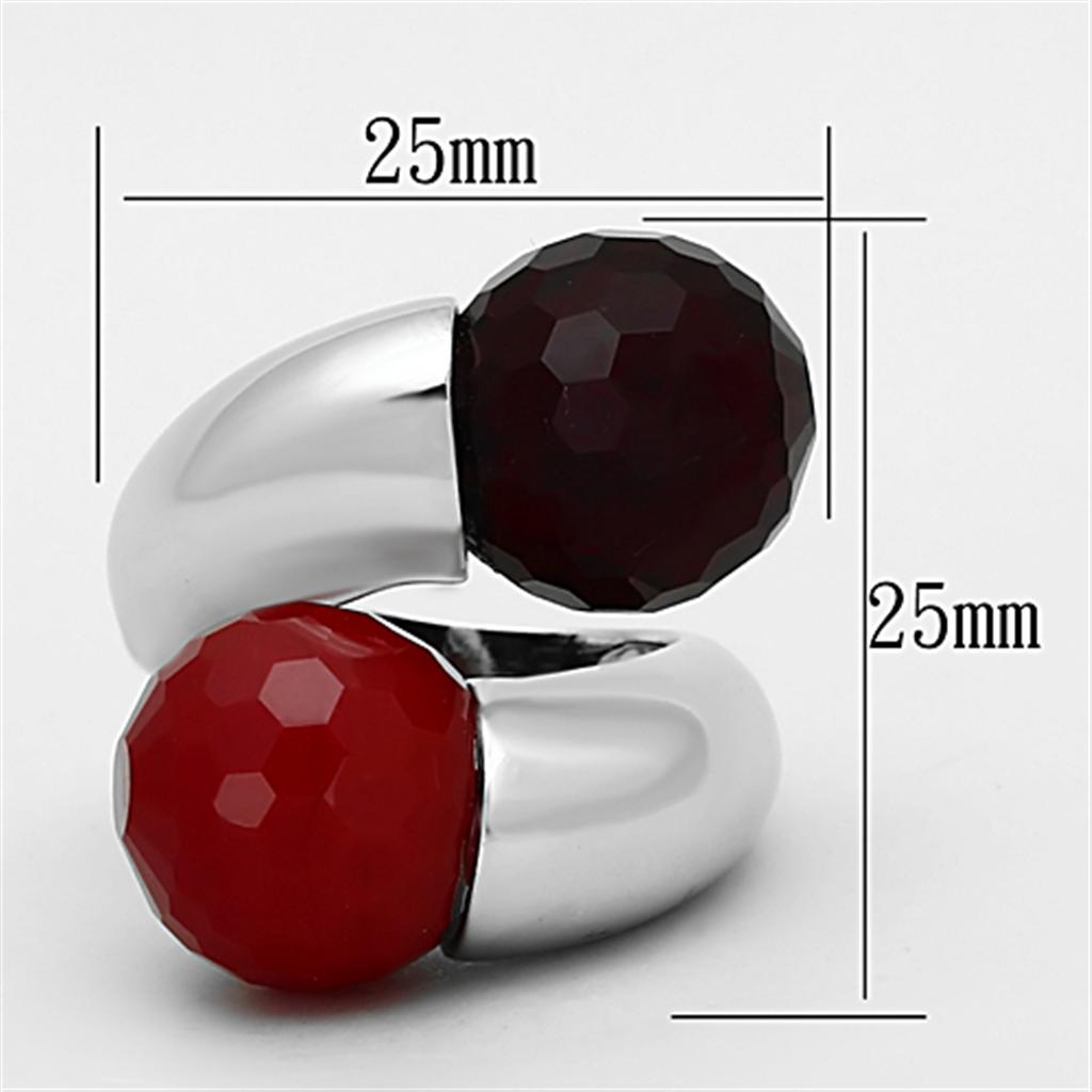 LOA903 - Rhodium Brass Ring with Synthetic Synthetic Glass in Multi Color-1