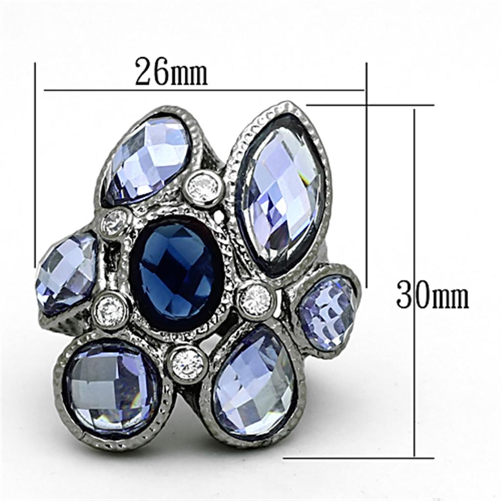 LOA906 - Ruthenium Brass Ring with Synthetic Synthetic Glass in Multi Color-1