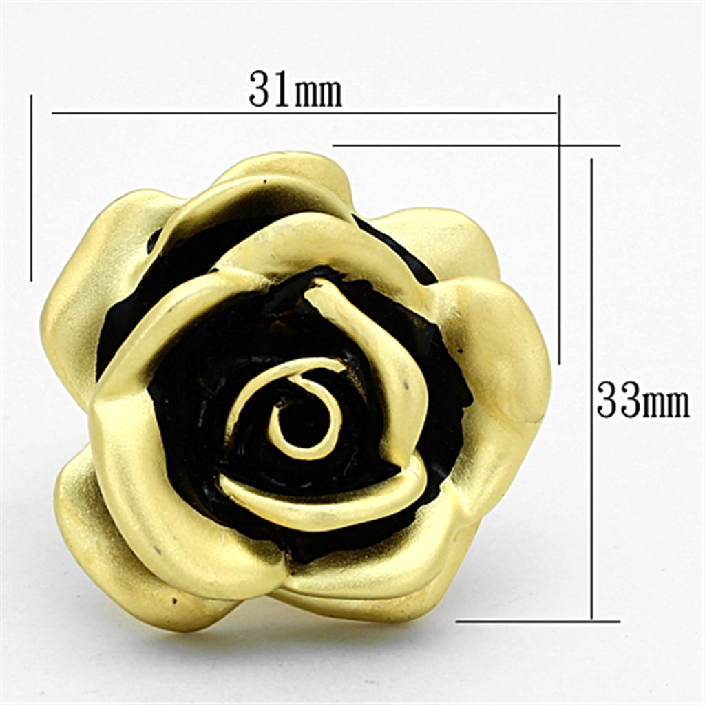 LOA930 - Matte Gold Brass Ring with Epoxy  in Jet-1