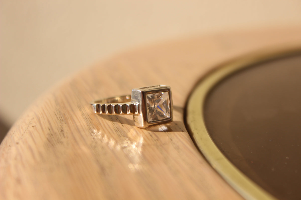 LOAS1387 - Rhodium 925 Sterling Silver Ring with AAA Grade CZ  in Clear-1