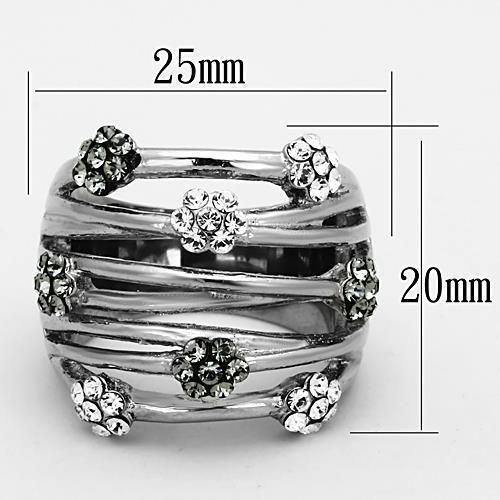 LOATK1372 - High polished (no plating) Stainless Steel Ring with Epoxy  in Jet-1