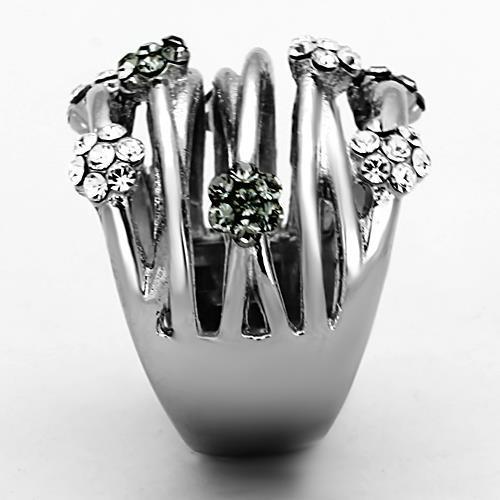 LOATK1372 - High polished (no plating) Stainless Steel Ring with Epoxy  in Jet-3