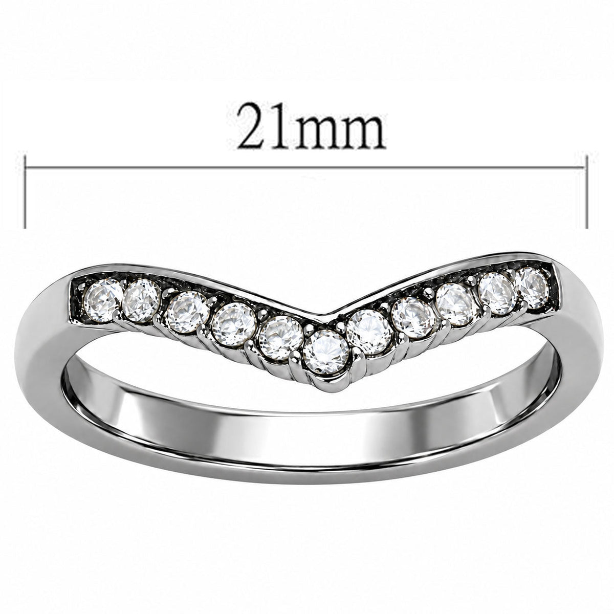 LOATK2297- High polished (no plating) Stainless Steel Ring with CZ in Clear-2
