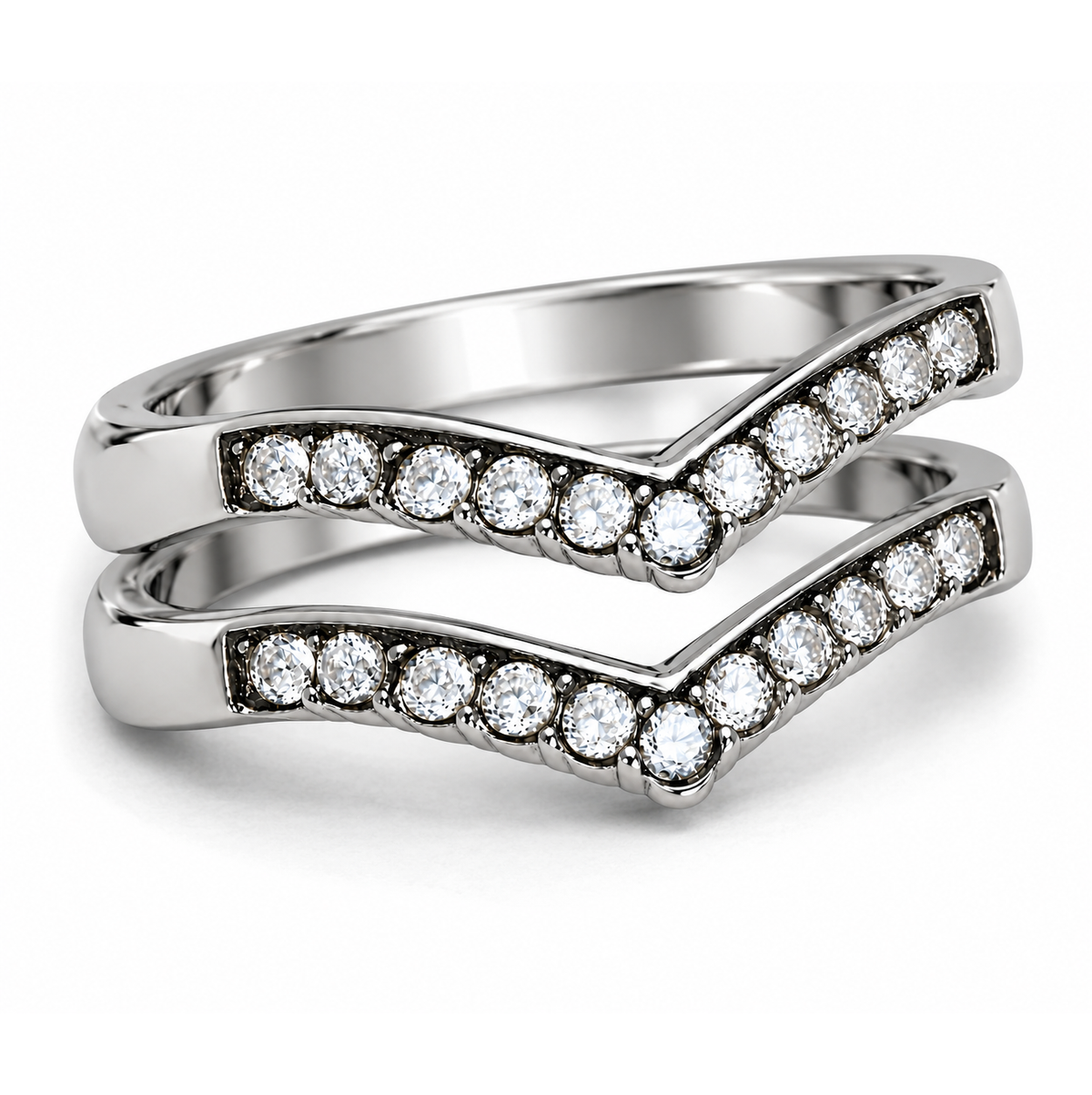 LOATK2297- High polished (no plating) Stainless Steel Ring with CZ in Clear-3