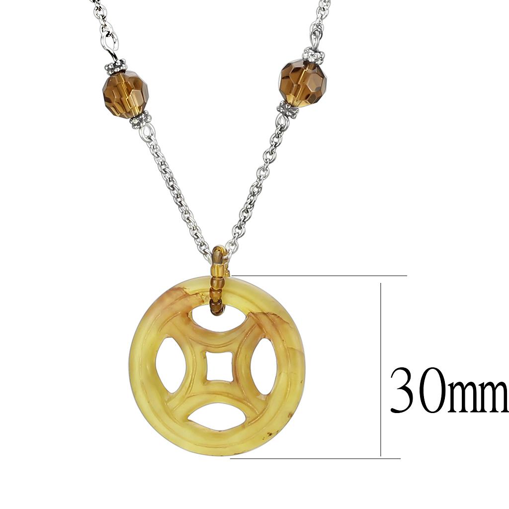 LOS027 - Silver 925 Sterling Silver Necklace with Synthetic Jade in Multi Color-1