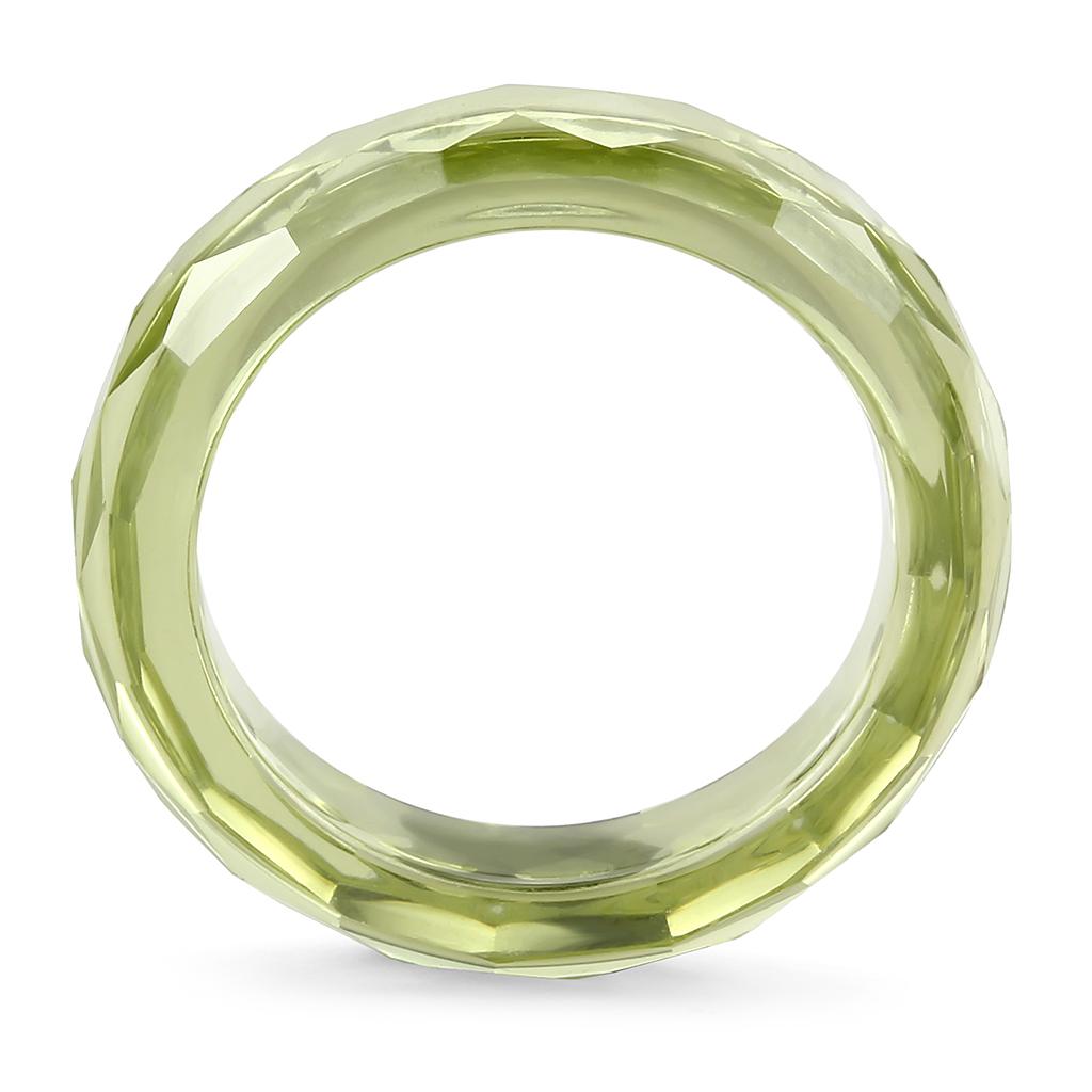 LOS082 -  Stone Ring with AAA Grade CZ  in Olivine color-2