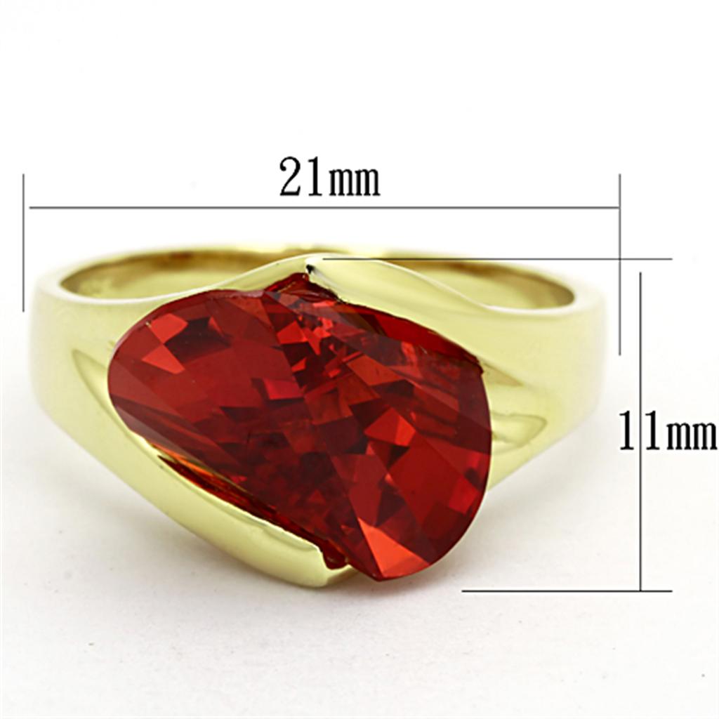 LOS641 - Gold 925 Sterling Silver Ring with AAA Grade CZ  in Garnet-1