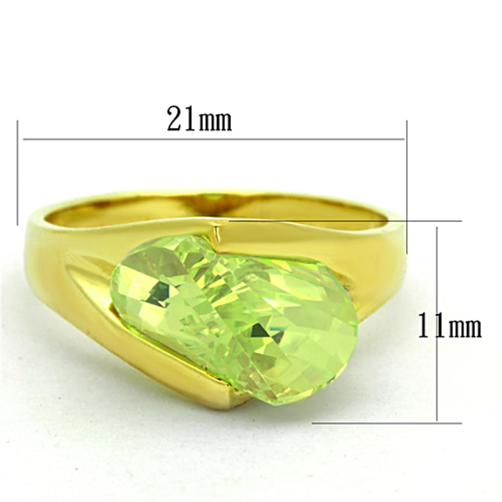 LOS647 - Gold 925 Sterling Silver Ring with AAA Grade CZ  in Apple Green color-1