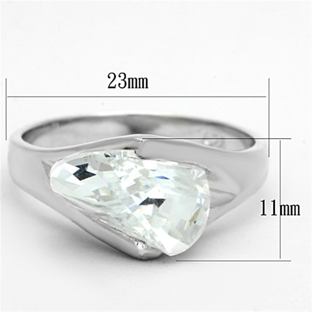LOS650 - Silver 925 Sterling Silver Ring with AAA Grade CZ  in Clear-1