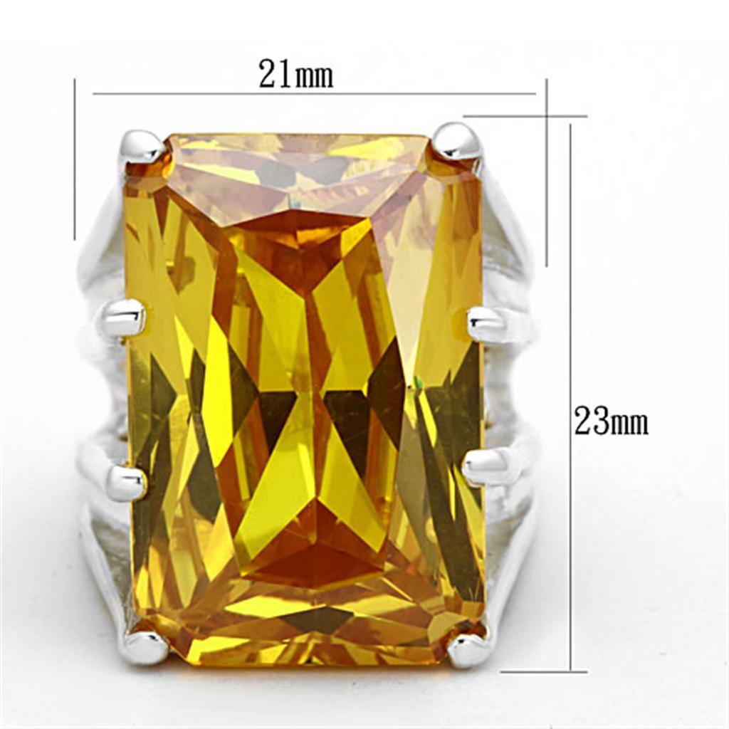 LOS665 - Silver 925 Sterling Silver Ring with AAA Grade CZ  in Topaz-1