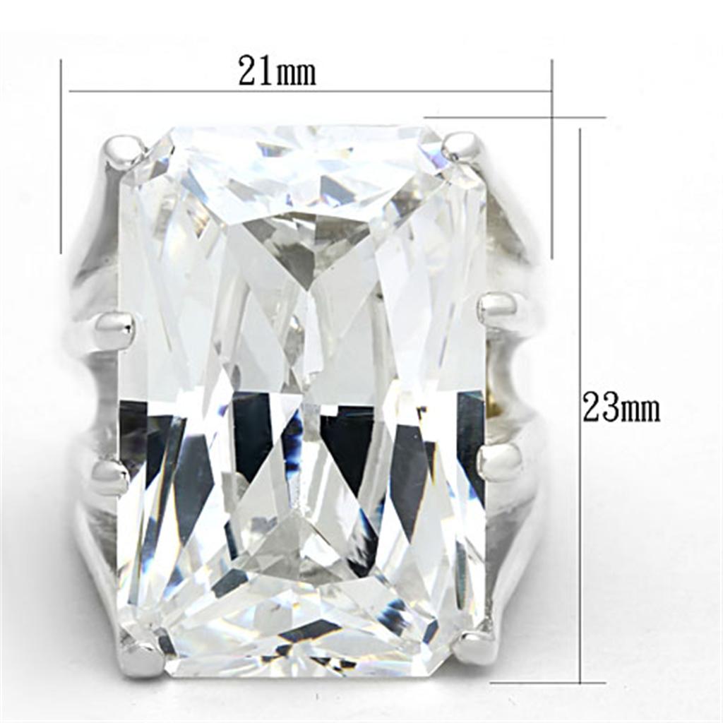 LOS666 - Silver 925 Sterling Silver Ring with AAA Grade CZ  in Clear-1