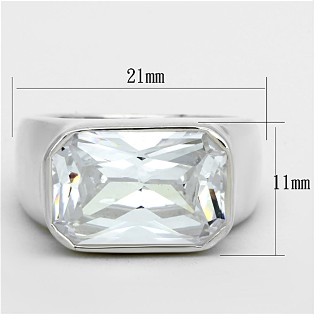LOS671 - Silver 925 Sterling Silver Ring with AAA Grade CZ  in Clear-1