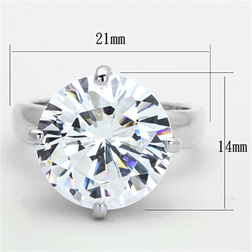 LOS681 - Silver 925 Sterling Silver Ring with AAA Grade CZ  in Clear-1