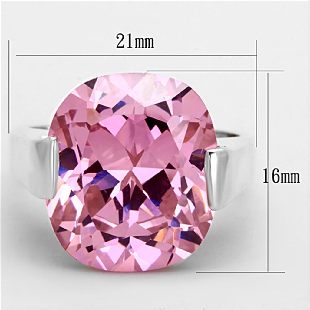 LOS686 - Silver 925 Sterling Silver Ring with AAA Grade CZ  in Rose-1