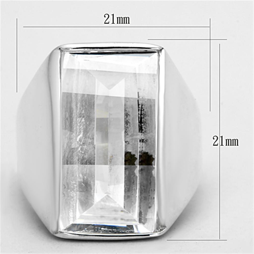 LOS690 - Silver 925 Sterling Silver Ring with AAA Grade CZ  in Clear-1