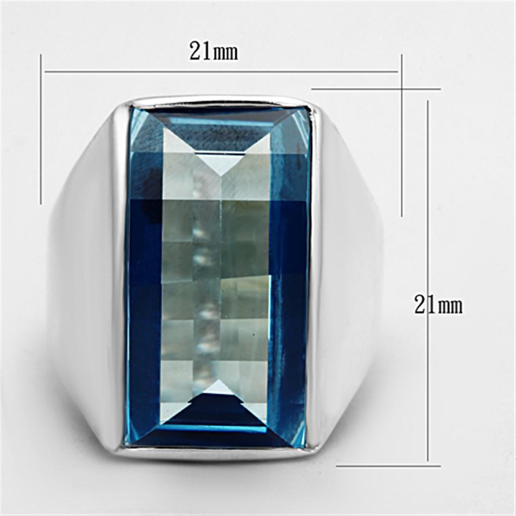 LOS691 - Silver 925 Sterling Silver Ring with Synthetic Spinel in Sea Blue-1