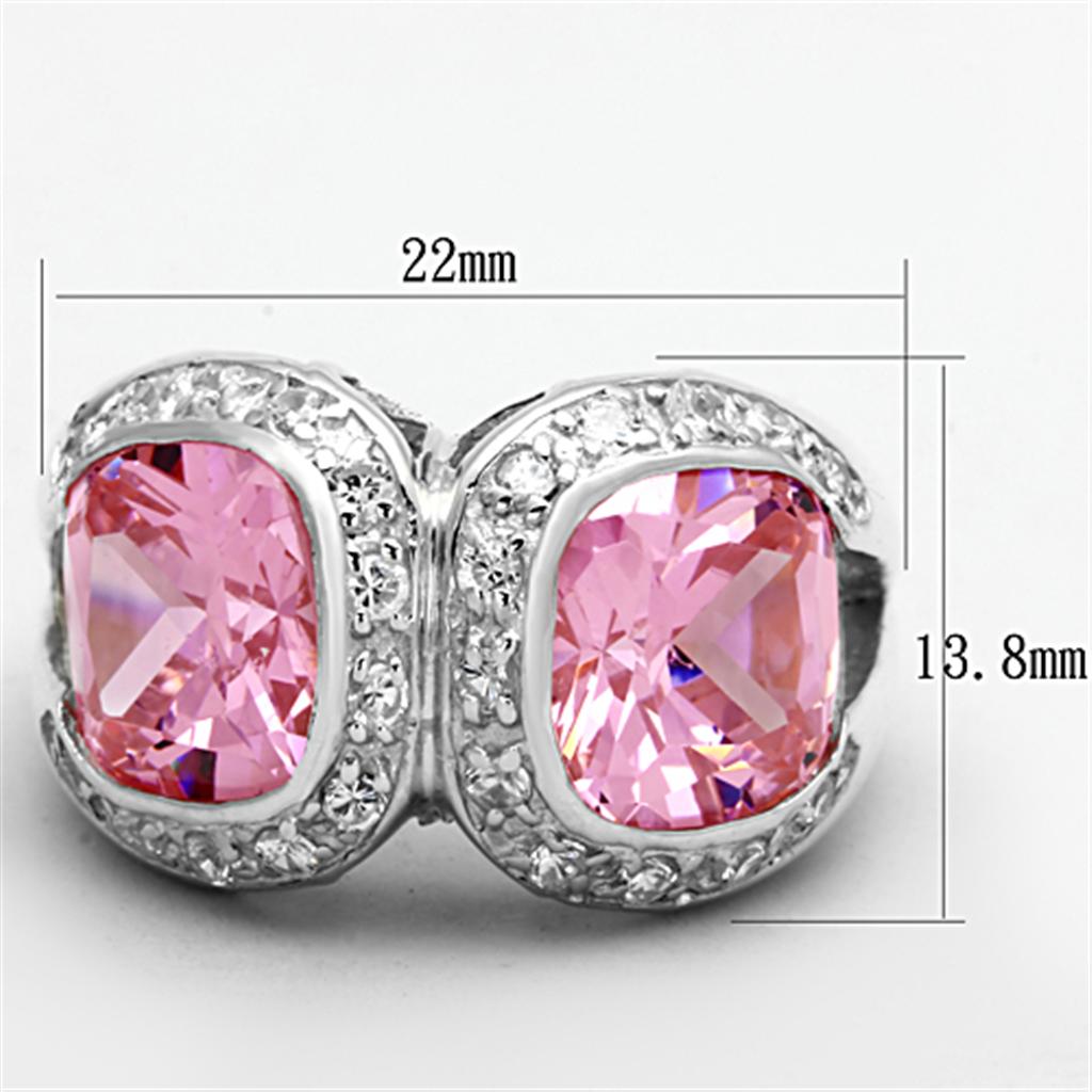 LOS697 - Silver 925 Sterling Silver Ring with AAA Grade CZ  in Rose-1