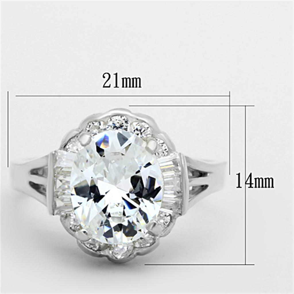 LOS701 - Silver 925 Sterling Silver Ring with AAA Grade CZ  in Clear-1