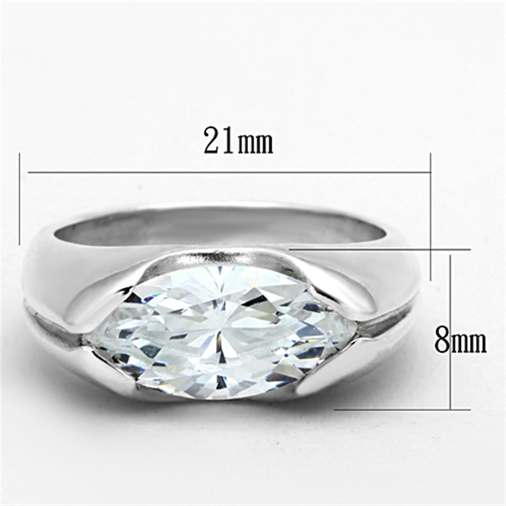 LOS704 - Silver 925 Sterling Silver Ring with AAA Grade CZ  in Clear-1