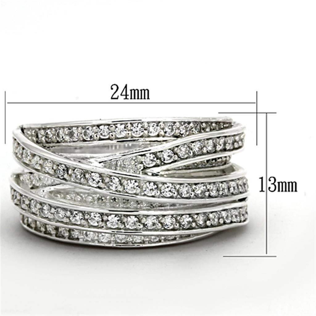 LOS716 - Silver 925 Sterling Silver Ring with AAA Grade CZ  in Clear-1