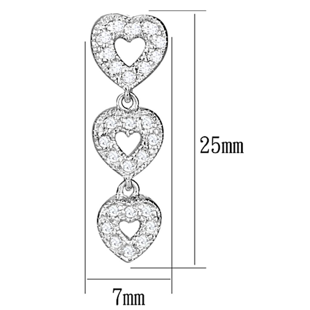 LOS722 - Rhodium 925 Sterling Silver Earrings with AAA Grade CZ  in Clear-1