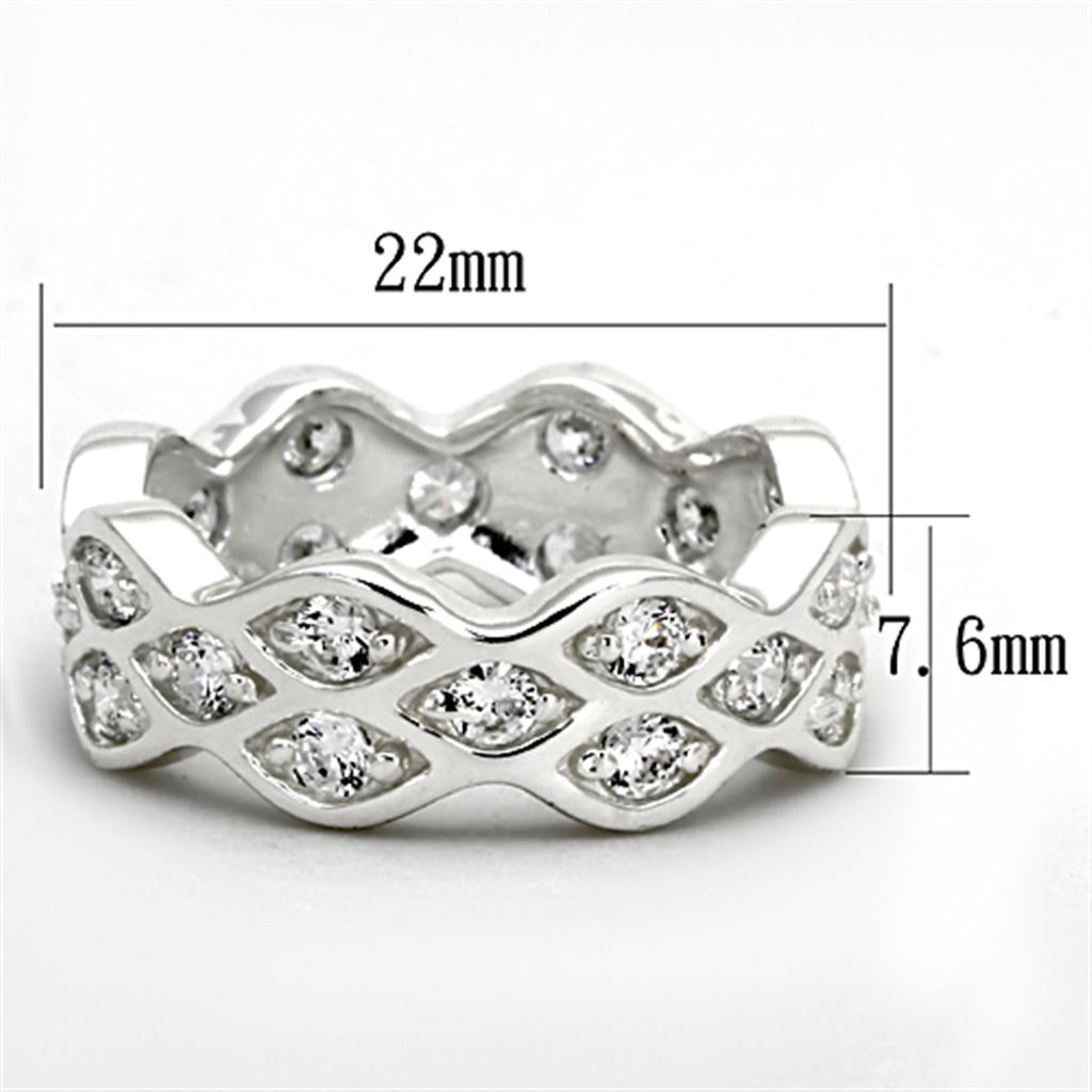 LOS727 - Rhodium 925 Sterling Silver Ring with AAA Grade CZ  in Clear-1