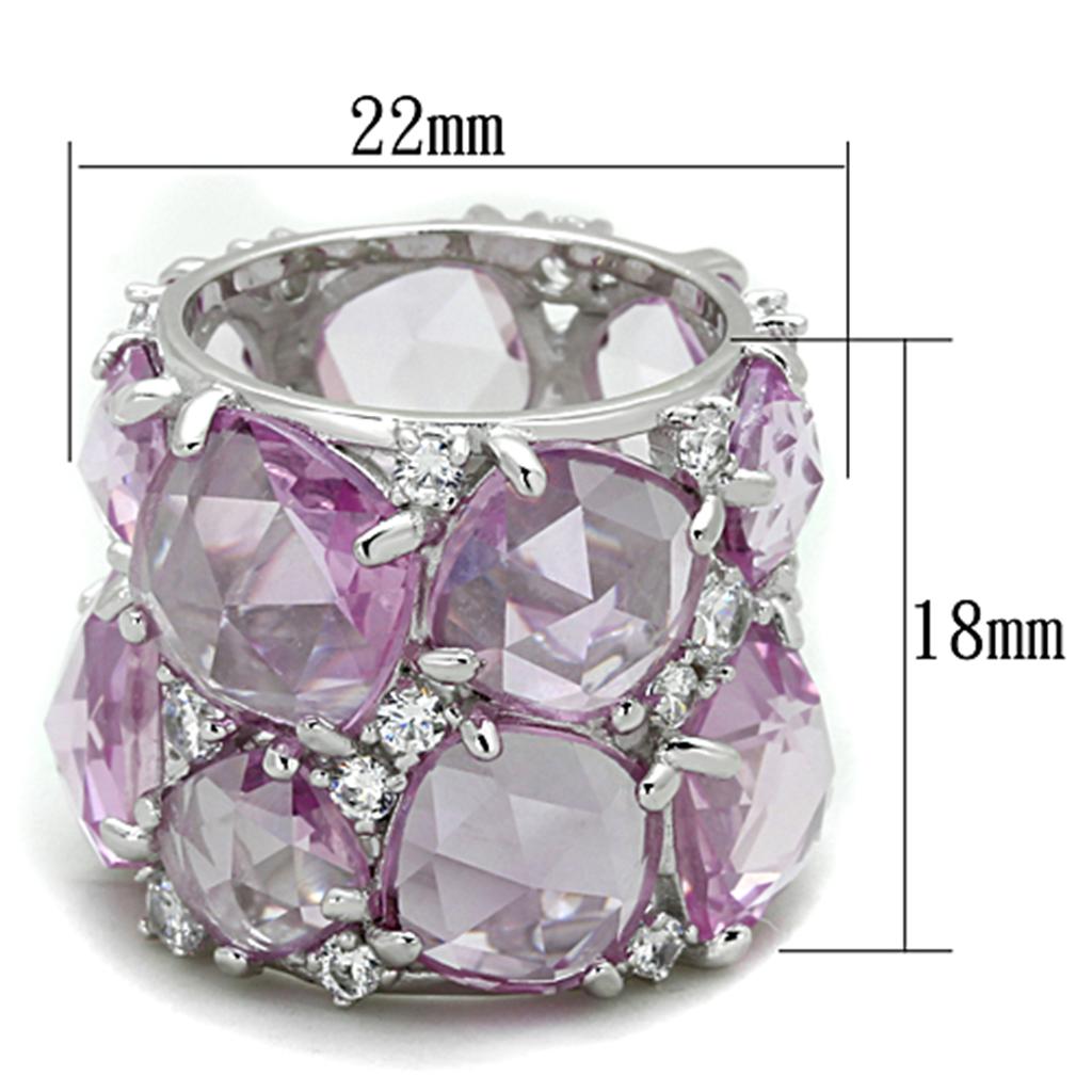 LOS768 - Rhodium 925 Sterling Silver Ring with Synthetic Corundum in Light Rose-1