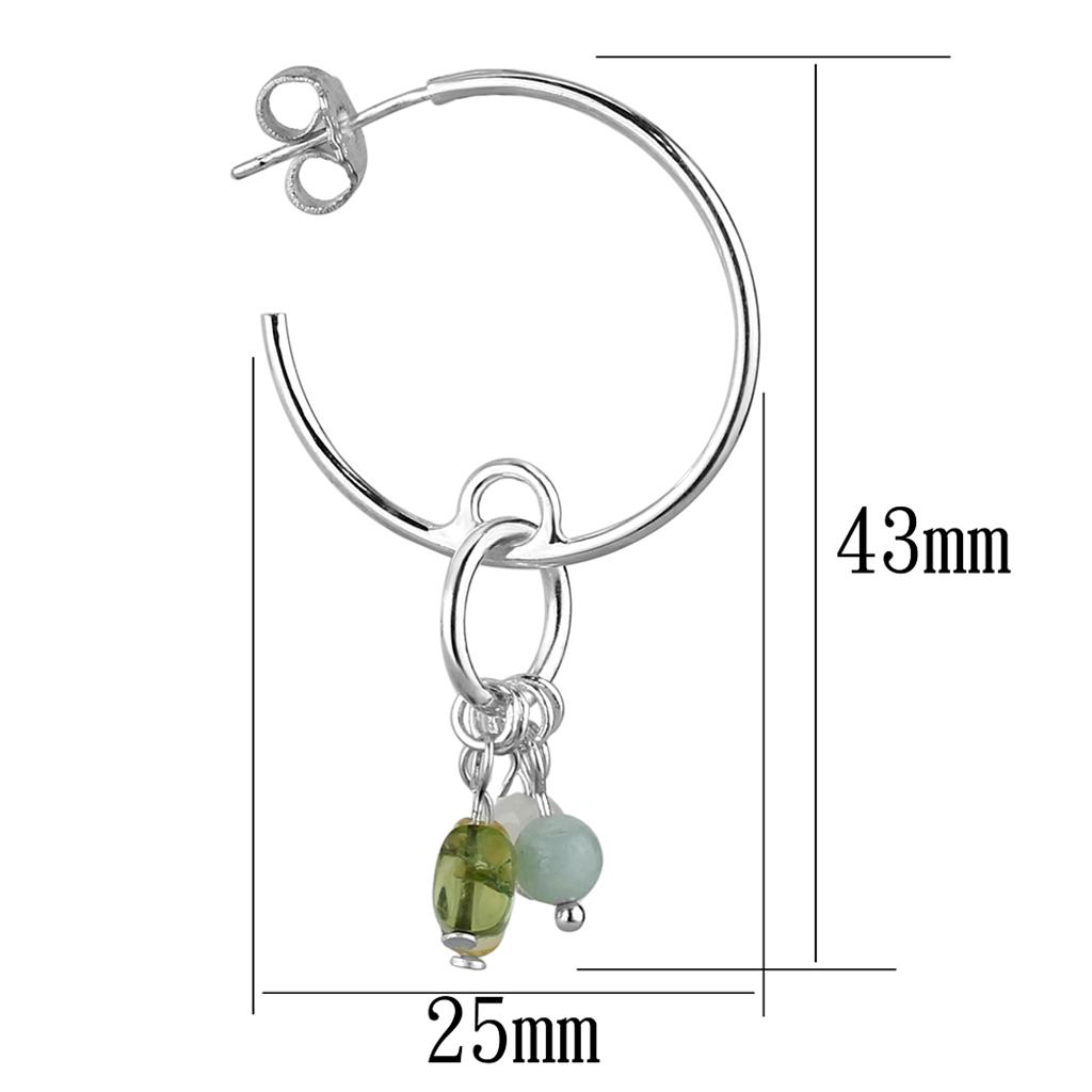 LOS788 - Silver 925 Sterling Silver Earrings with Synthetic Glass Bead in Multi Color-1