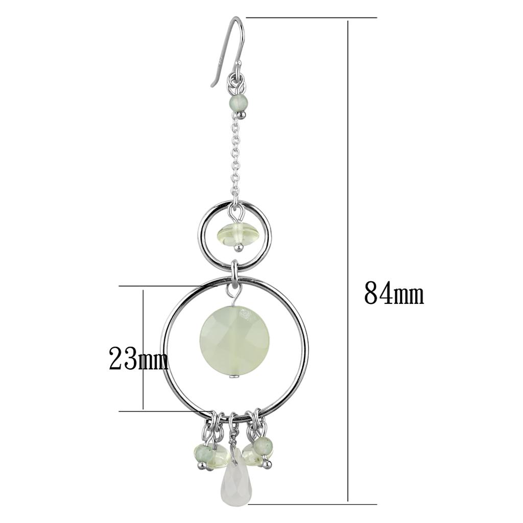 LOS791 - Silver 925 Sterling Silver Earrings with Synthetic Jade in Multi Color-1