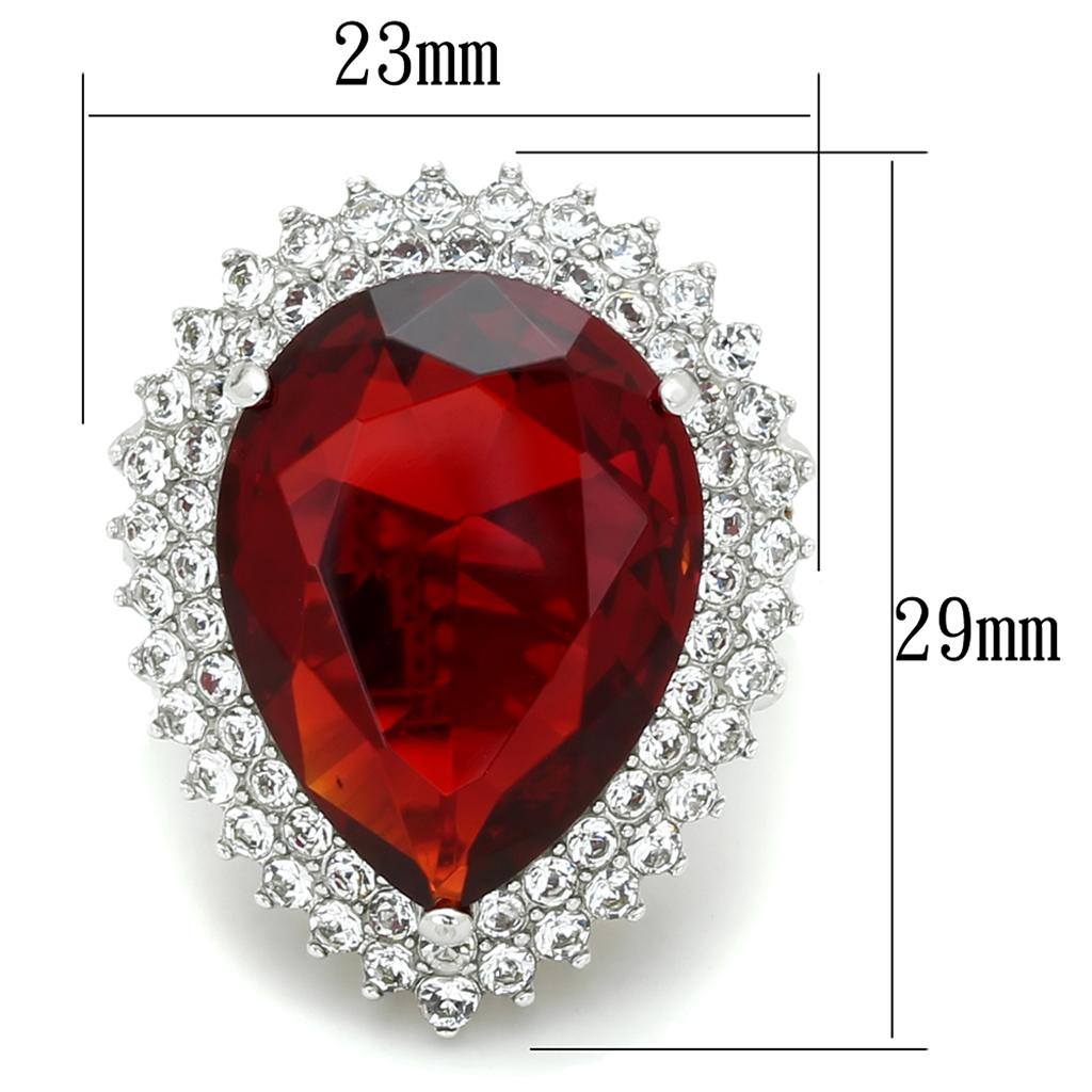 LOS800 - Rhodium 925 Sterling Silver Ring with Synthetic Synthetic Glass in Siam-1