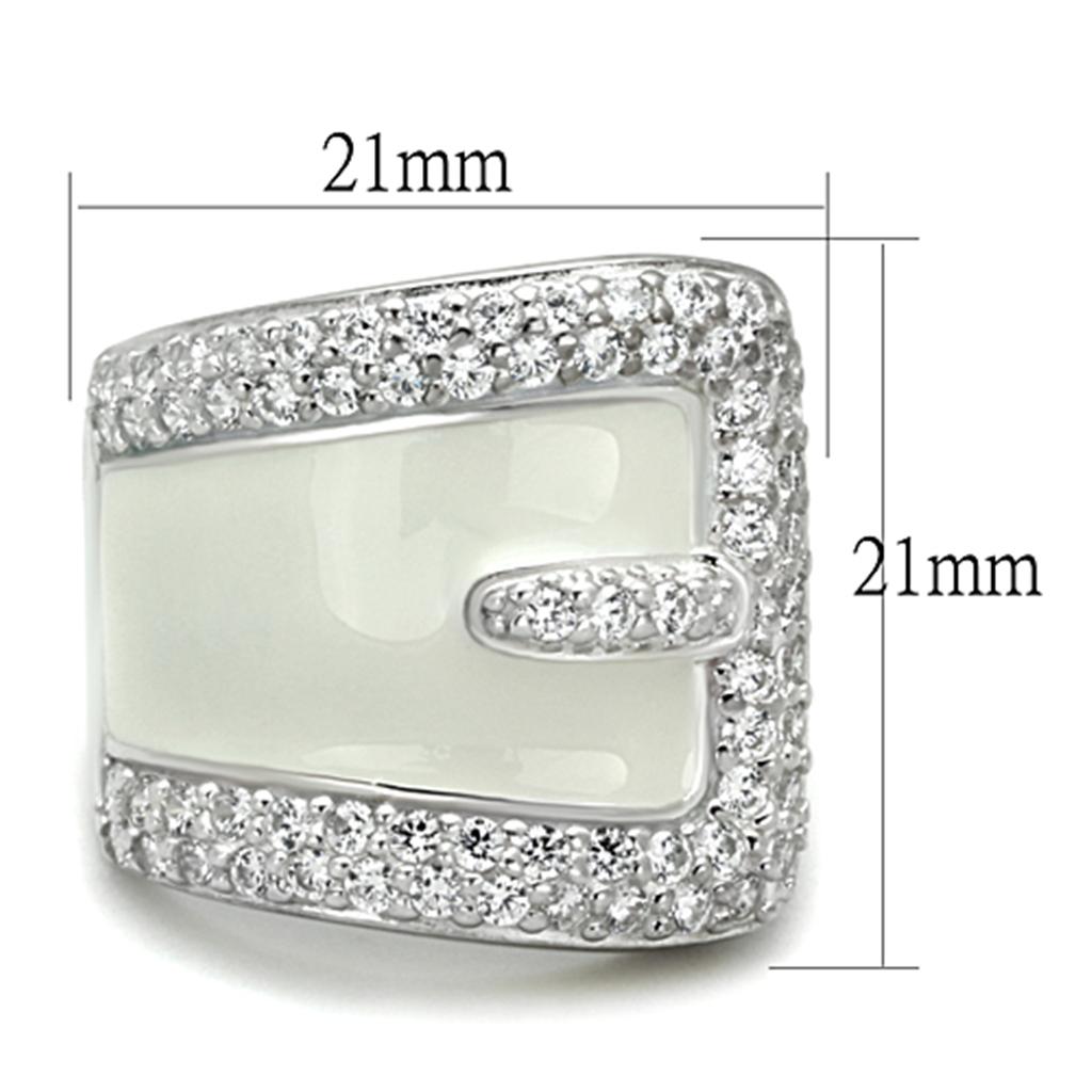 LOS804 - Rhodium 925 Sterling Silver Ring with AAA Grade CZ  in Clear-1