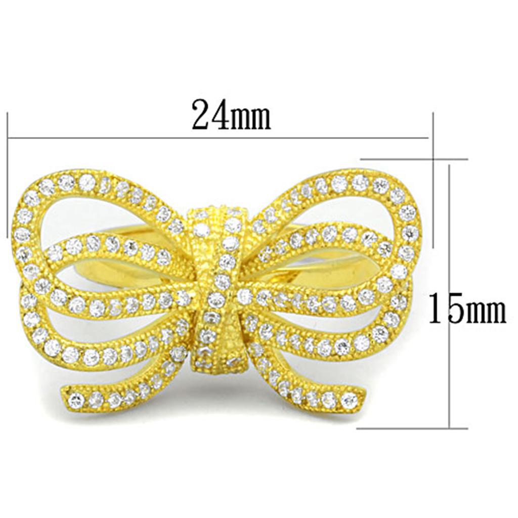 LOS809 - Gold 925 Sterling Silver Ring with AAA Grade CZ  in Clear-1
