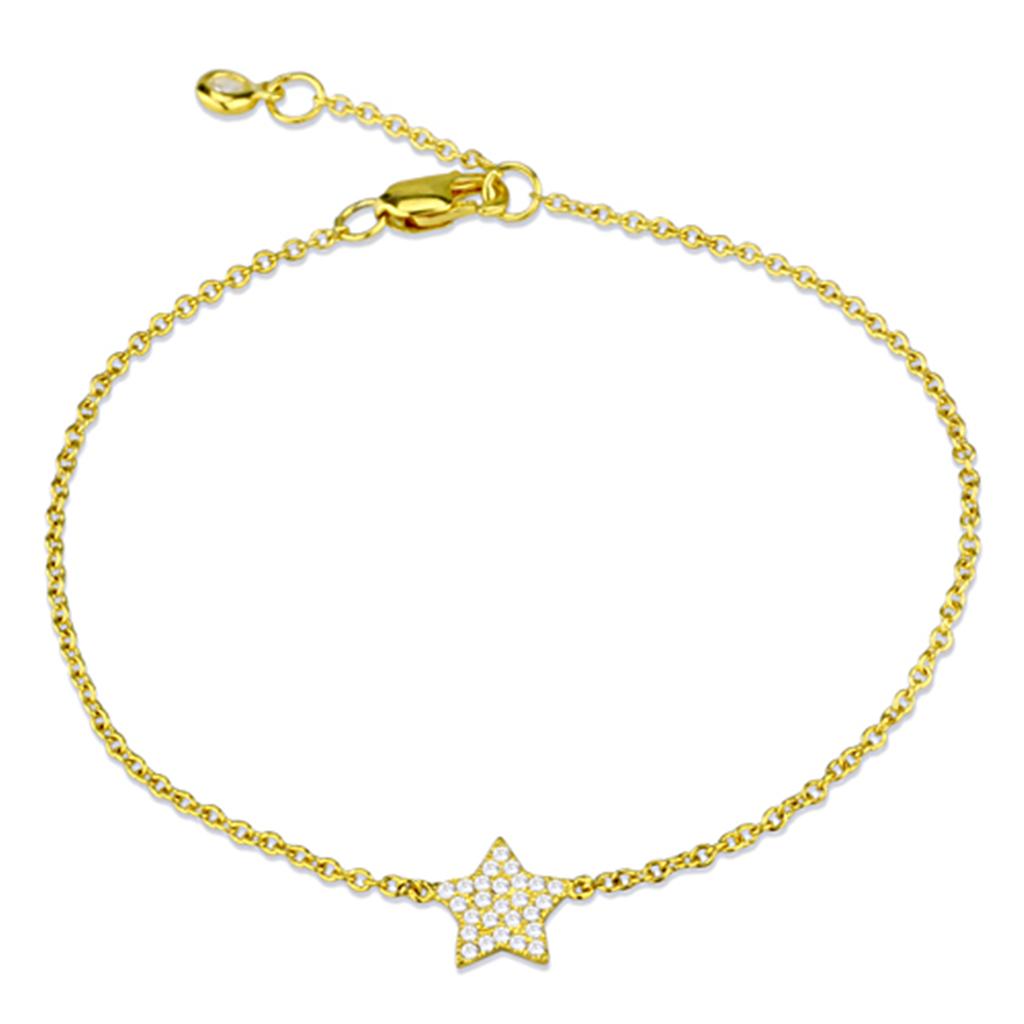 LOS816 - Gold 925 Sterling Silver Bracelet with AAA Grade CZ  in Clear-1