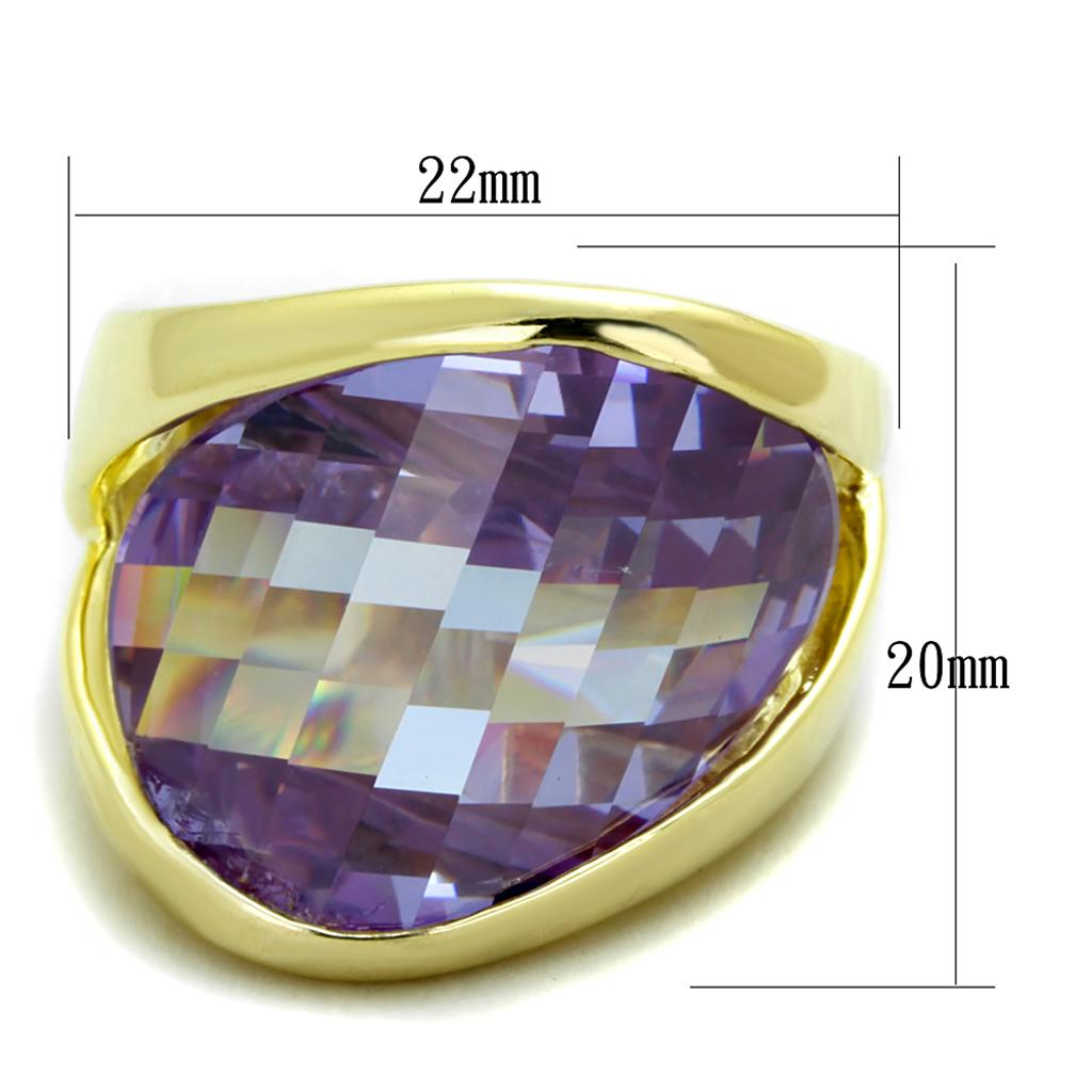 LOS822 - Gold 925 Sterling Silver Ring with AAA Grade CZ  in Amethyst-1