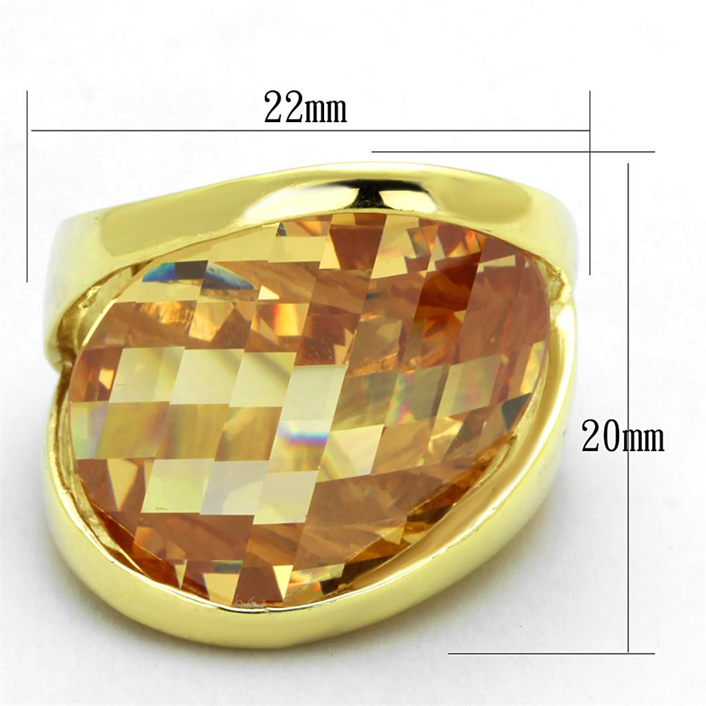 LOS824 - Gold 925 Sterling Silver Ring with AAA Grade CZ  in Champagne-1