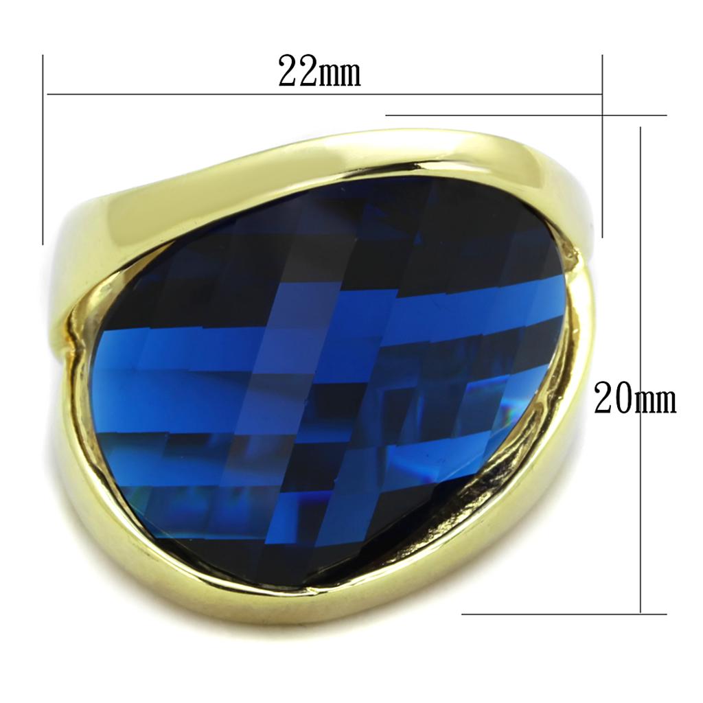 LOS825 - Gold 925 Sterling Silver Ring with Synthetic Synthetic Glass in Montana-1