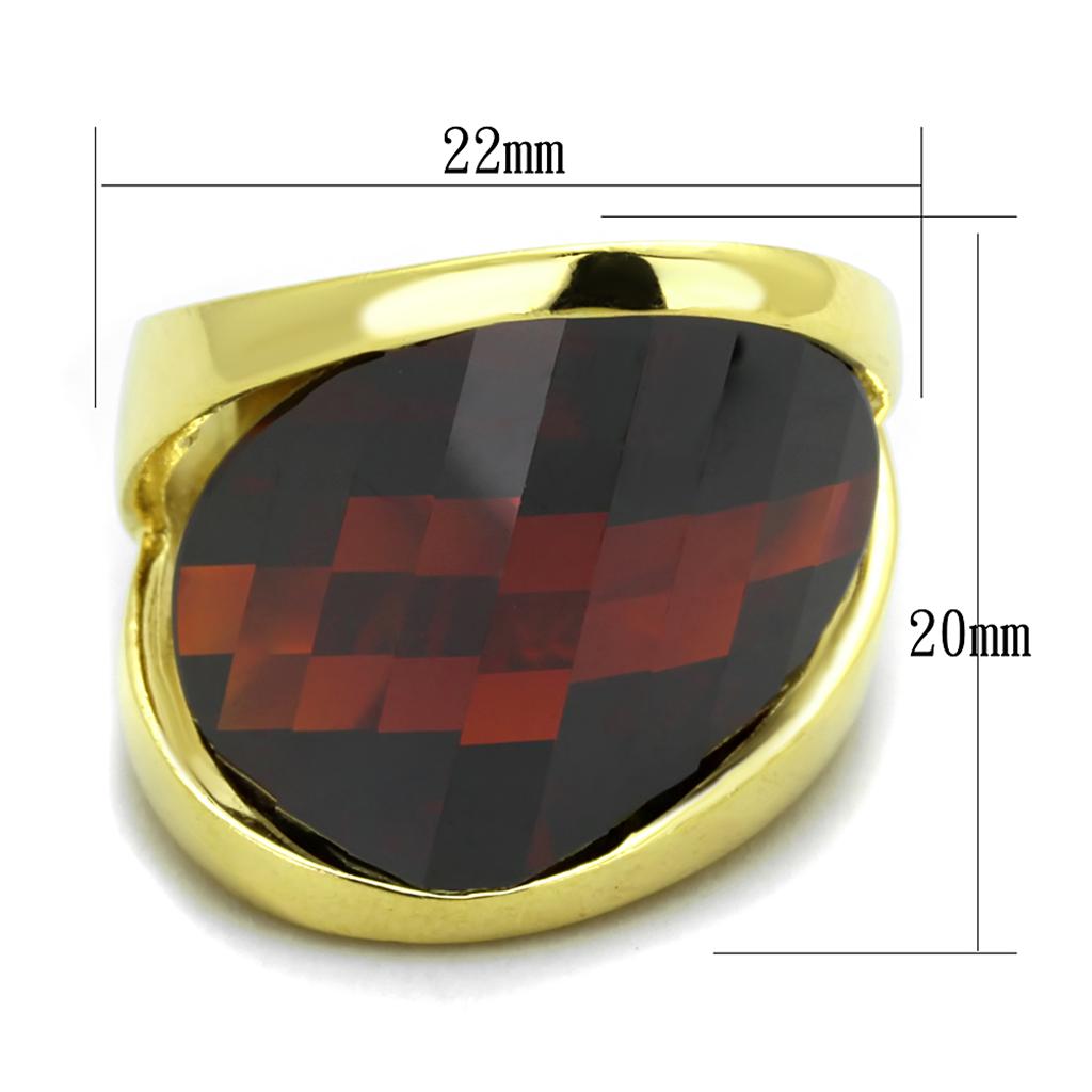LOS827 - Gold 925 Sterling Silver Ring with AAA Grade CZ  in Garnet-1