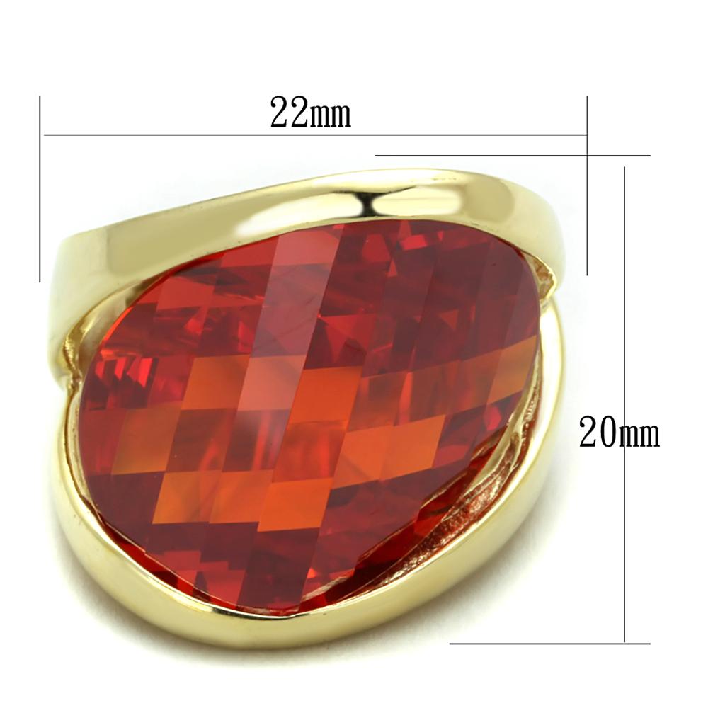 LOS828 - Gold 925 Sterling Silver Ring with AAA Grade CZ  in Orange-1