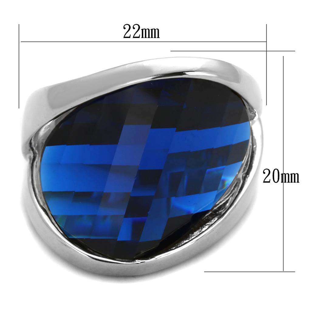 LOS830 - Rhodium 925 Sterling Silver Ring with Synthetic Synthetic Glass in Montana-1