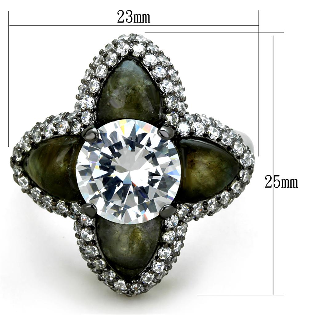 LOS836 - Ruthenium 925 Sterling Silver Ring with AAA Grade CZ  in Clear-1